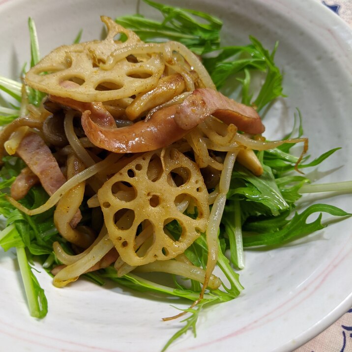 ソーセージとれんこんの、カレー炒め